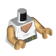 Torso, White Shirt, Pendant, Light Bluish Grey Belt with Olive Green Straps print, Warm Tan Arms and Hands White