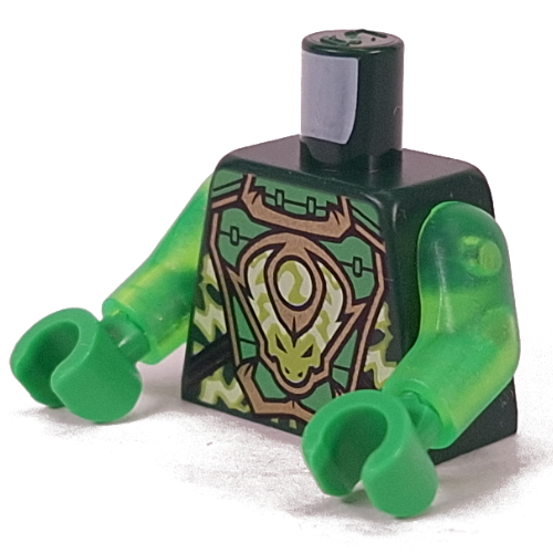 Torso, Sand Green/Gold Armour, Lime/Yellowish Green Decorations, Dragon print, Trans-Bright Green Arms, Green Hands Dunkelgrün