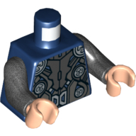 Torso Armor with Gold Circles and Buckle Print (Thor), Pearl Titanium Arms, Light Nougat Hands Dark Blue