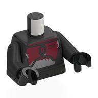 Torso, Dark Red/Light Bluish Grey Mandalorian Armor, Scratched print, Pearl Titanium Arms, Black Hands Pearl Titanium