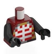 Torso, Pixelated White/Red Ribcage print, Pearl Titanium Arms, Black Hands Dark Red