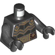 Torso Armor with Dark Brown Woven Belt and Gold Buckles Print, Pearl Titanium Arms, Black Hands Black