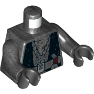 Torso Robe, Black with Belt and Silver Buckle, Red Weapon Handle Print, Pearl Titanium Arms, Black Hands Pearl Titanium