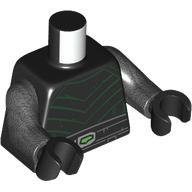 Torso, Dark Green Chest Plates, Light Bluish Grey Belt, Bright Green Jewel print, Pearl Titanium Arms, Black Hands Schwarz