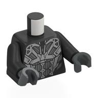 Torso, Dark Bluish Grey/Light Bluish Grey Armor Panels, Silver Decorations print, Pearl Titanium Arms, Dark Bluish Gray Hands Pearl Titanium