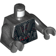 Torso Armor Robot with Light Bluish Gray Panels and Red Lights Print, Pearl Titanium Arms, Dark Bluish Gray Hands Pearl Titanium