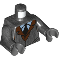 Torso Jacket with Brown Undercoat, Light Blue Shirt, Black Tie Print, Pearl Titanium Arms, Dark Bluish Gray Hands Pearl Titanium