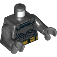 Torso Armor, Batman Logo with and Gold Belt Print, Pearl Titanium Arms, Dark Bluish Gray Hands Perltitan