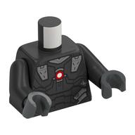 Torso Armor, Dark Red Circle print, Pearl Titanium Arms, Dark Bluish Gray Hands Pearl Titanium