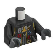 Torso, Space Suit, Red/Bright Light Blue Circles, Hose, Yellow Trim, Spaceship, Black Straps print, Pearl Titanium Arms, Dark Bluish Gray Hands Perltitan