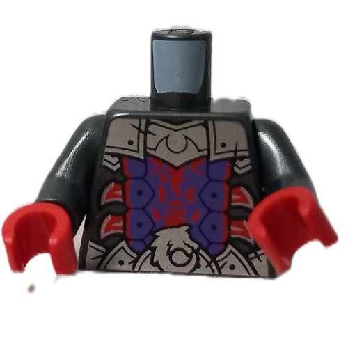 Torso Armor, Silver Plates, Dark Purple Chest, Red Trim, Metal Pink Claws print, Pearl Titanium Arms, Red Hands Perltitan