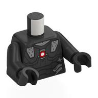 Torso Armor, Dark Red Circle Print, Pearl Titanium Arms and Hands Perltitan