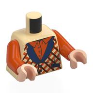 Torso, Reddish Brown/Reddish Orange/Tan Argyle Jacket, Dark Blue Collar, Reddish Orange Shirt print, Reddish Orange Arms, Light Nougat Hands Tan