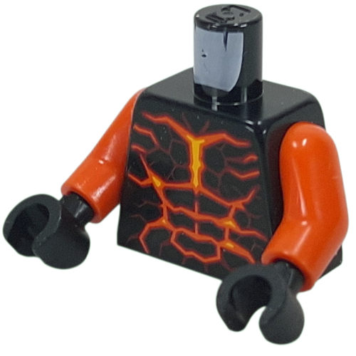 Torso, Orange/Yellow Lava Patterns print, Reddish Orange Arms, Black Hands Black