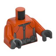 Torso, Wetsuit, Light Bluish Grey Zipper, Utility Belt, Dark Bluish Grey Pouches print, Reddish Orange Arms, Dark Bluish Gray Hands Rotorange