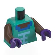 Torso, Pixelated Umber Brown Chest, Dark Azure Collar, Medium Azure Laces print, Umber Brown Arms, Dark Purple Hands Dark Turquoise