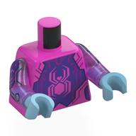 Torso, Pink Spider on Dark Purple Background, Dark Pink Circuitry, Dark Blue Circuitry on Arms print, Opal Trans-Dark Pink Arms, Medium Azure Hands Dunkelrosa