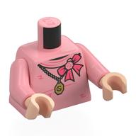 Torso, Dark Pink Ribbon, Gold Necklace with Pendant print, Warm Pink Arms, Light Nougat Hands Warm Pink