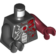 Torso, Odd Arms and Hands, White and Dark Red Spider Print (Venom), Left Dark Red Arm and Hand, Right Black Arm and Hand Black