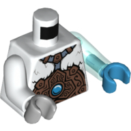 Torso, Odd Arms and Hands, Fur with Copper Armor and Ice Chi Emblem Print, Left Trans-Light Blue Arm and Dark Azure Hand, Right White Arm and Light Bluish Gray Hand White
