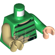 Torso, Odd Arms and Hands, Sweater, Muscles, Dark Green Stripes, Tan Dirt Print, Left Green Arm and Light Nougat Hand, Right Tan Arm and Hand Green