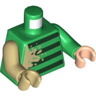 Torso, Odd Arms and Hands, Sweater, Dark Green Stripes, Tan Dirt Print, Left Green Arm and Light Nougat Hand, Right Tan Arm and Hand Green