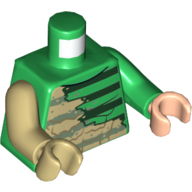Torso, Odd Arms and Hands, Sweater, Muscles, Dark Green Stripes, Tan Dirt on Right Side Print, Left Green Arm and Light Nougat Hand, Right Tan Arm and Hand Green