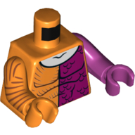 Torso, Odd Arms and Hands, Muscles, Half Magenta, White Neck Print, Left Magenta Arm and Hand, Right Orange Arm and Hand Orange