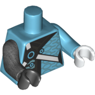 Torso, Odd Arms and Hands, Robe with Black Trim, White Straps with Azure Circles Print, Left Medium Azure Arm and White Hand, Right Pearl Titanium Arm and Black Hand Mittelazur