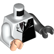 Torso, Odd Arms and Hands, Suit Jacket with Black Half Print, Left Black Arm and Hand, Right White Arm and Light Nougat Hand Weiß