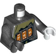 Torso, Odd Arms and Hands, Shirt, Olive Green, Orange Spinners with White Markers Print, Left Black Arm and White Hand, Right Pearl Titanium Arm and Black Hand Perltitan