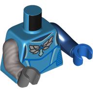 Torso, Symbol with Silver Wings, Bright Light Blue Sword print, Odd Arms and Hands, Left Dark Blue Arm and Blue Hand, Right Pearl Light Grey Arm and Dark Bluish Grey Hand Dark Azure