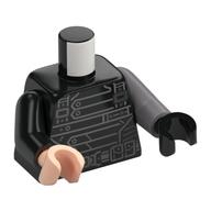 Torso, Odd Arms and Hands, Black Straps print, Left Flat Silver Arm and Black Hand, Right Black Arm and Light Nougat Hand Schwarz