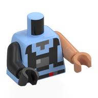 Torso, Odd Arms and Hands, Pixelated Black Backpack (Galidor) print, Left Nougat Arm and Hand, Right Pearl Titanium Arm and Hand Leuchtendes Hellblau