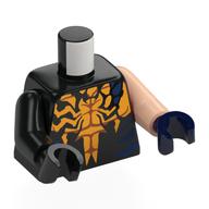 Torso, Odd Arms and Hands, Bright Orange Muslced Chest, Spider-Shaped Venomized Ooze, Dark Blue Shapes print, Left Light Nougat Arm and Dark Blue Hand, Right Black Arm and Hand Schwarz