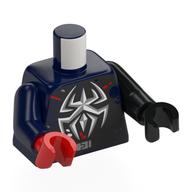 Torso, Odd Arms and Hands, Silver Spider, Red Decorations, Black Venomization, Star on Back print, Left Black Arm and Hand, Right Dark Blue Arm and Red Hand Dark Blue