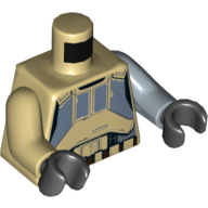 Torso, Odd Arms, Armor with Sand Blue Panels Print, Left Sand Blue Arm, Right Tan Arm, Black Hands Tan