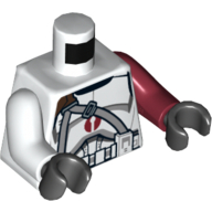 Torso, Odd Arms, Armour with Dark Red Details and Gray Belts Print, Left Dark Red Arm, Right White Arm, Black Hands Weiß