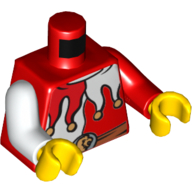 Torso, Odd Arms, Jester Costume, Red and White Collar, Lion head on Buckle Print, Left Red Arm, Right White Arm, Yellow Hands Red