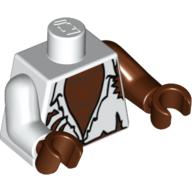 Torso, Odd Arms, Shirt Tattered with Werewolf Hairy Chest Print, Left Reddish Brown Arm, Right White Arm, Reddish Brown Hands Weiß