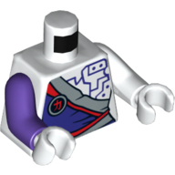 Torso, Odd Arms, Robe, Dark Purple, Circuitry Print, Left White Arm, Right Dark Purple Arm, White Hands Weiß