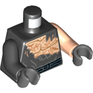Torso, Odd Arms, Shirt, Ripped, Light Nougat Skin with Scars Front and Back Print (Anakin Skywalker), Left Light Nougat Arm, Right Black Arm, Dark Bluish Gray Hands Black