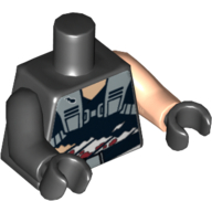 Torso, Odd Arms, Shirt, Torn and Bandaged Midriff Print, Left Light Nougat Arm, Right Black Arm, Black Hands Schwarz