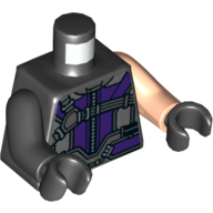 Torso, Odd Arms, Jumpsuit with Dark Purple Panels, Straps Print, Left Light Nougat Arm, Right Black Arm, Black Hands Schwarz
