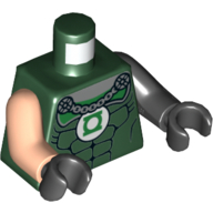 Torso, Odd Arms, Muscles, Green Lantern Logo, Gray Chain Print, Left Black Arm, Right Light Nougat Arm, Black Hands Dark Green