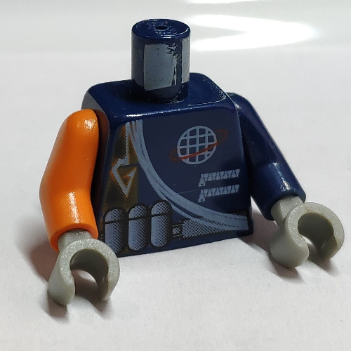Torso, Odd Arms, Jumpsuit, Alpha Team Logo, Arrow, Shoulder Rope Print, Left Dark Blue Arm, Right Orange Arm, Light Gray Hands Dark Blue