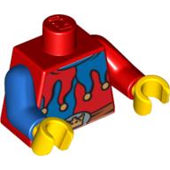 Torso, Odd Arms, Jester Costume, Red and Blue Collar, Crown on Buckle Print, Left Red Arm, Right Blue Arm, Yellow Hands Red