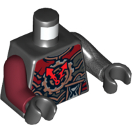 Torso, Odd Arms, Armor, Dark Red, Silver and Copper, with Gear Clock and Hourglass Print, Left Pearl Titanium Arm, Right Dark Red Arm, Black Hands Black