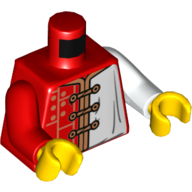 Torso, Odd Arms, Tunic with Gold Clasps White Left Side Print, Left White Arm, Right Red Arm, Yellow Hands Red