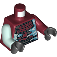 Torso, Odd Arms, Armor, White and Blue Icicles Print, Left Dark Red Arm, Right Light Aqua Arm, Black Hands Dark Red